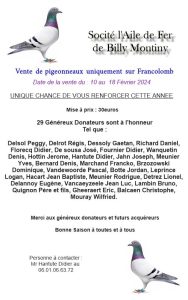 Vente de Bons : Les Ailes de Fer de BILLY-MONTIGNY