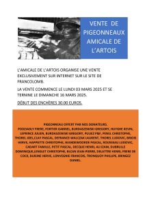 Vente de Bons : AMICALE de l’ARTOIS