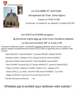Vente de  Bons : La Colombe de ST JUST EN CHAUSSEE – 60