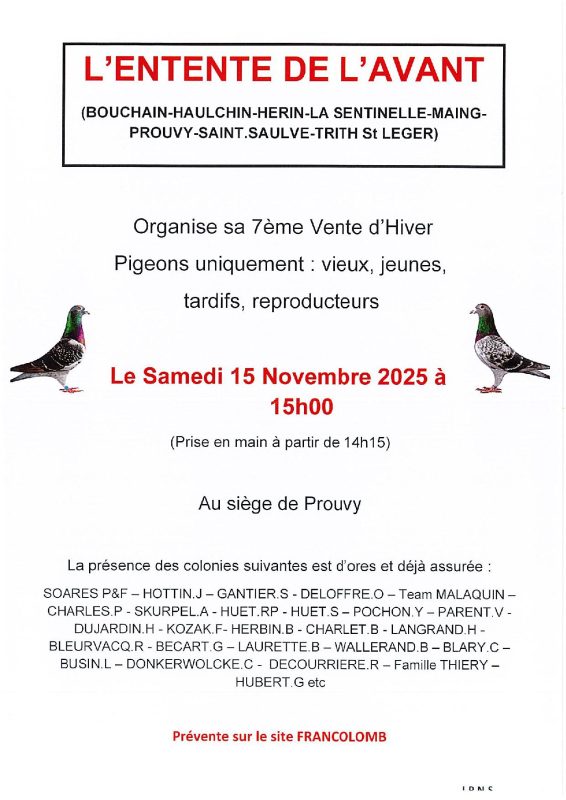 Pré-Vente : Entente de l’AVANT