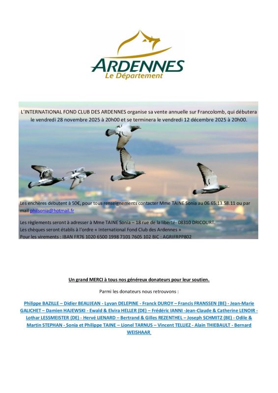 Vente de Bons : IFCA INTERNATIONAL FOND CLUB des ARDENNES