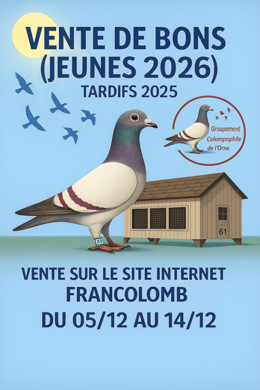 Vente de Bons : Groupement Colombophile de l’Orne