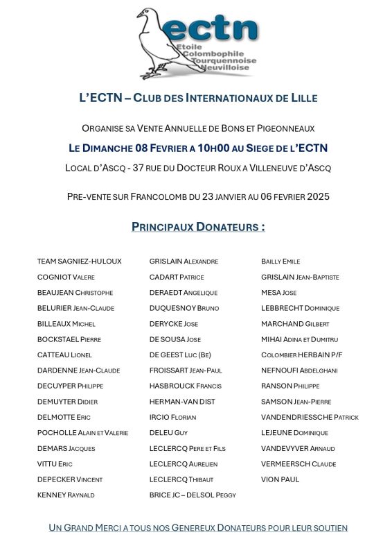 Pré-Vente : Club des Internationaux de Lille – ECTN