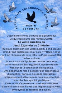 Vente de Bons : Association Colombophile des Mines de HENIN-BEAUMONT