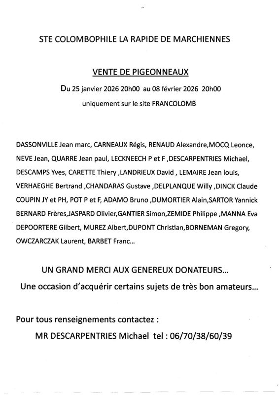 Vente de Bons : La Rapide de MARCHIENNES