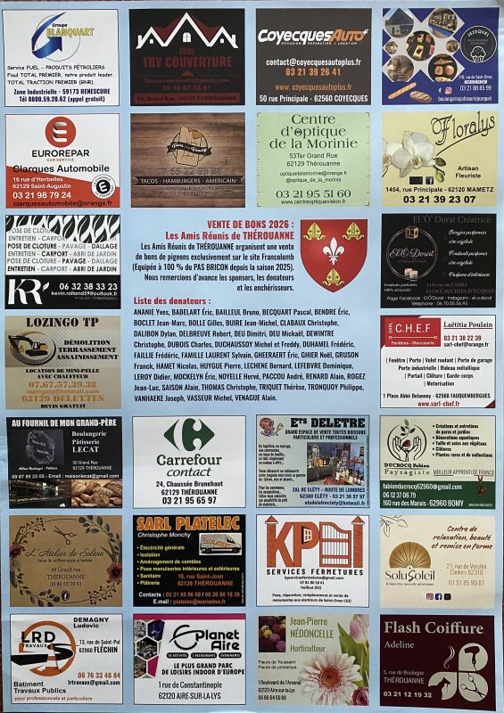 Vente de Bons : Les Amis Réunis de THEROUANNE