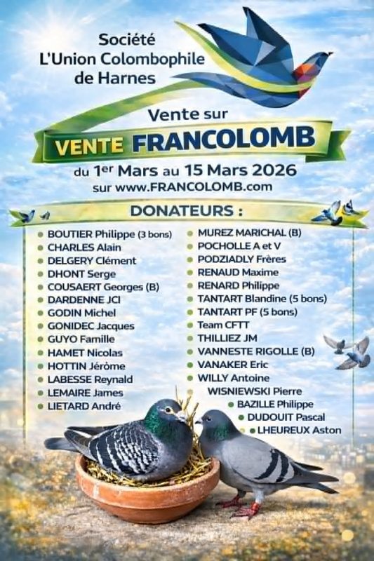 Vente de Bons : Union Colombophile HARNES