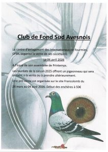 Pré-Vente :  CFSA – Club de Fond Sud Avesnois