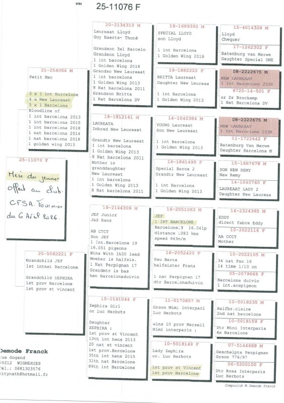 DEMODE Franck pédigrées