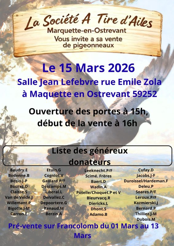 Pré-Vente : SOCIETE A TIRE D&rsquo;AILES DE MARQUETTE EN OSTREVANT