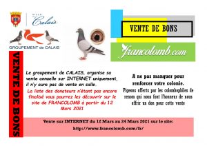 Vente de Bons : Groupement Colombophile de CALAIS